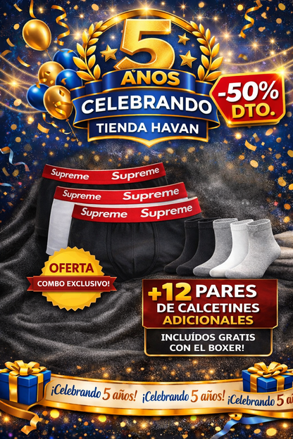 OFERTA BÓXER SUPREMO X12 - COMPRE 6 Y LLÉVESE 12 + 12 Calcetines+ Envío gratis + REGALO