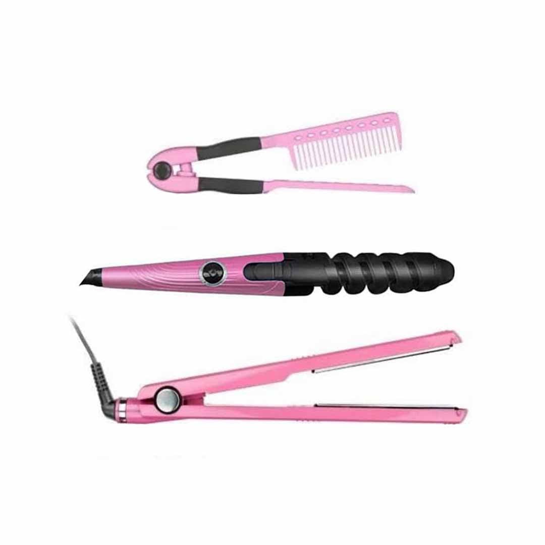 Super Combo 3X1 Plancha Digital + Rizador + Peine + Envío Grátis